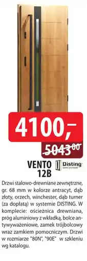 DDD Drzwi stalowo-drewniane zewnętrzne VENTO 12B oferta