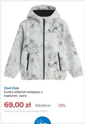 Kurtka softshell chłopięca z kapturem szara Cool Club