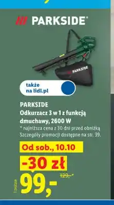 Lidl Odkurzacz 3 w 1 z funkcją dmuchawy Parkside 2600W oferta