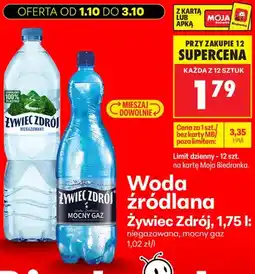 Biedronka Woda źródlana gazowana Żywiec Zdrój mocny gaz oferta