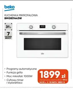 Max Elektro Kuchenka mikrofalowa BMGB31443W Beko oferta