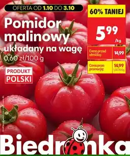 Biedronka Pomidory malinowe układane na wagę oferta
