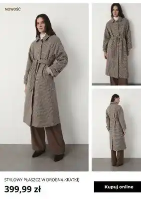 Stylowy płaszcz w drobną kratkę Greenpoint