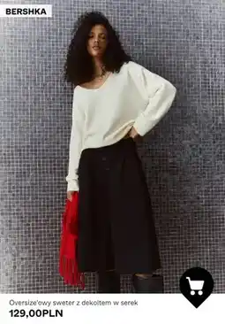 Bershka Oversize'owy sweter z dekoltem w serek Bershka oferta