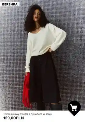 Oversize'owy sweter z dekoltem w serek Bershka