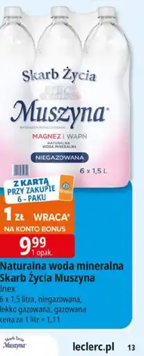 E.Leclerc Naturalna woda mineralna Skarb Życia Muszyna oferta