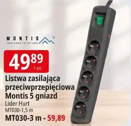 E.Leclerc Listwa zasilająca przeciwprzepięciowa Montis 5 gniazd oferta