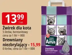 E.Leclerc Żwirek dla kota bentonitowy lawenda lub drewniany niezbrylający Tous Mes Amis oferta