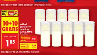 Biedronka Wkład parafinowy do zniczy Lumia oferta