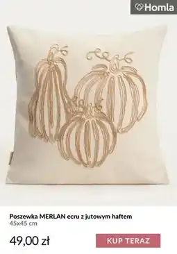 Homla Poszewka Merlan ecru z jutowym haftem 45x45 cm Homla oferta