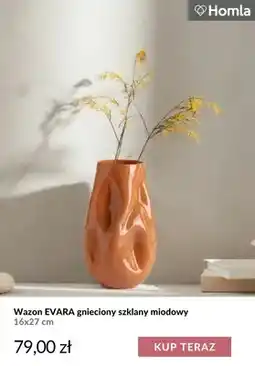 Homla Wazon Evara gnieciony szklany miodowy 16x27 cm Homla oferta