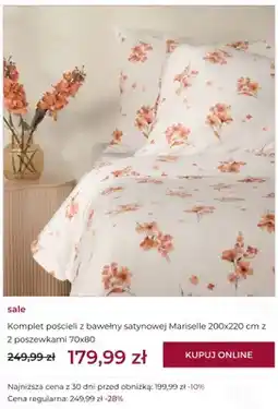 Home&You Komplet pościeli z bawełny satynowej Mariselle 200x220 cm z 2 poszewkami 70x80 Home & you oferta