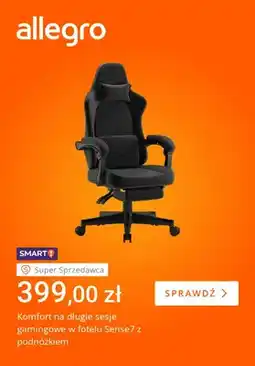 Allegro Fotel gamingowy Sense7 z podnóżkiem oferta