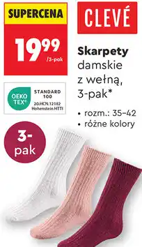 Biedronka Skarpety damskie z wełną, 3-pak CLEVÉ oferta