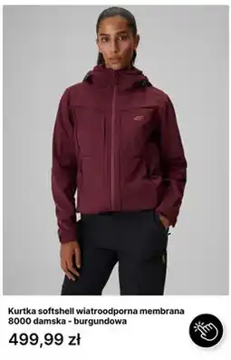 4F Kurtka softshell wiatroodporna membrana 8000 damska - burgundowa 4F oferta
