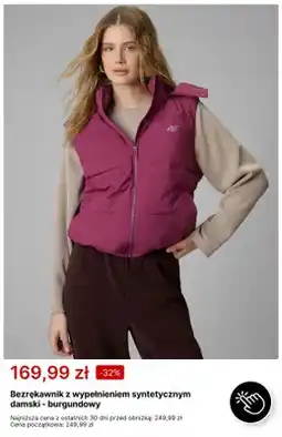 4F Bezrękawnik z wypełnieniem syntetycznym damski burgundowy 4F oferta