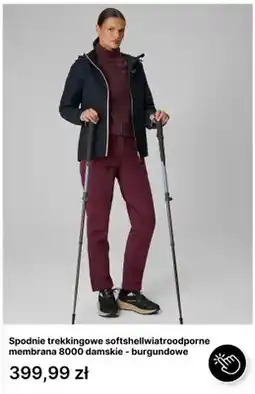 4F Spodnie trekkingowe softshell wiatroodporne membrana 8000 damskie burgundowe 4F oferta