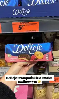 Biedronka Biszkopty Delicje Szampańskie o smaku malinowym oferta