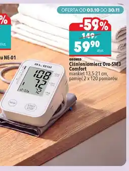 Biedronka Ciśnieniomierz Oro-SM3 Comfort mankiet 13,5-21 cm pamięć 2x120 pomiarów Oromed oferta
