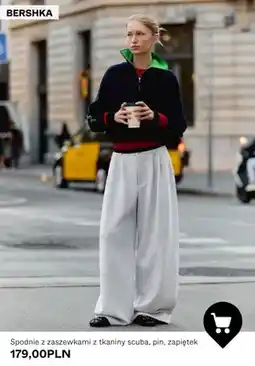 Bershka Spodnie z zaszewkami z tkaniny scuba pin zapiętek Bershka oferta