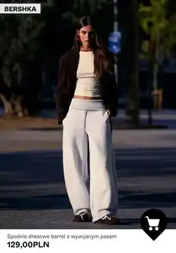 Bershka Spodnie dresowe barrel z wywijanym pasem Bershka oferta