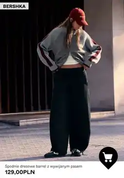 Bershka Spodnie dresowe barrel z wywijanym pasem Bershka oferta