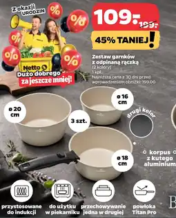 Netto Zestaw garnków z odpinaną rączką oferta