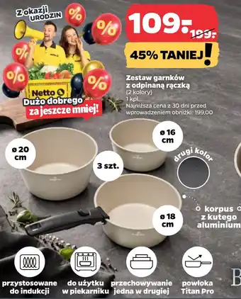 Zestaw garnków z odpinaną rączką
