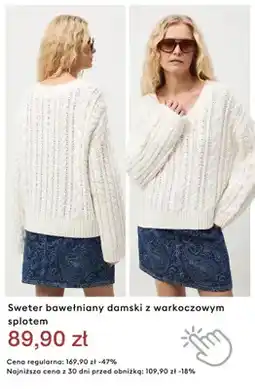 Medicine Sweter bawełniany damski z warkoczowym splotem oferta