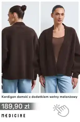 Medicine Kardigan damski z dodatkiem wełny melanżowy Medicine oferta