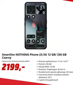 Media Markt Smartfon Nothing Phone (3) 5 g 12 GB/256 Gb czarny oferta