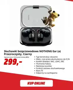 Media Markt Słuchawki bezprzewodowe Nothing Ear (a) przezroczysty czarny oferta