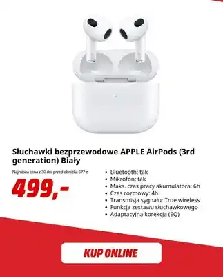 Słuchawki bezprzewodowe Apple AirPods (3rd generation) biały