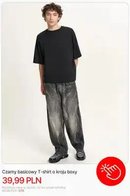 Czarny basicowy T-shirt o kroju boxy Cropp