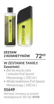 Avon Zestaw żel do mycia ciała i włosów Full Speed Metaenergy + woda toaletowa Full Speed oferta
