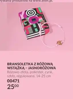 Avon Bransoletka z różową wstążką jasnoróżowa Avon oferta