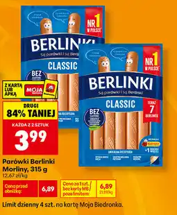 Biedronka Parówki Berlinki Morliny Classic oferta