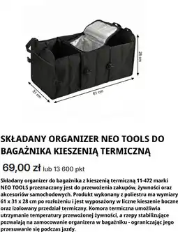 Orlen Składany organizer NEO TOOLS do bagażnika z kieszenią termiczną oferta