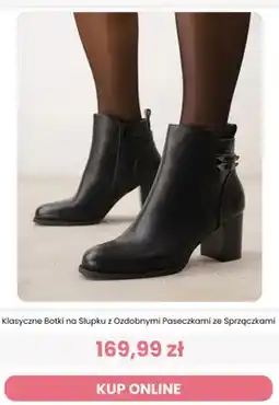 Renee Klasyczne botki na słupku z ozdobnymi paseczkami ze sprzączkami Reneé oferta