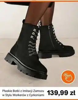 Born2be Płaskie botki z imitacji zamszu w stylu workerów z cyrkoniami oferta