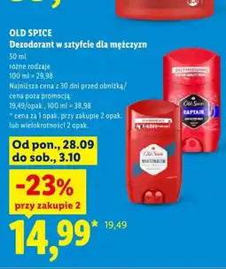 Lidl Dezodorant w sztyfcie dla mężczyzn Old Spice Whitewater oferta