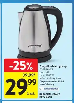 Intermarche Czajnik elektryczny 1,8 l Esperanza oferta