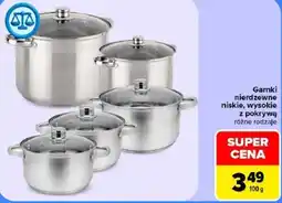 Carrefour Garnki nierdzewne niskie, wysokie z pokrywą różne rodzaje oferta