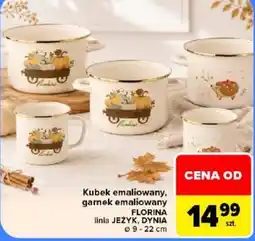 Carrefour Kubek emaliowany, garnek emaliowany linia JEŻYK, DYNIA oferta