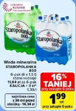 Carrefour Woda mineralna STAROPOLANKA 800 oferta