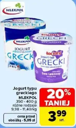 Carrefour Jogurt typu greckiego MLEKPOL oferta