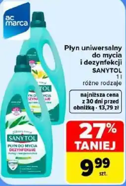 Carrefour Płyn do mycia dezynfekuje SANYTOL oferta