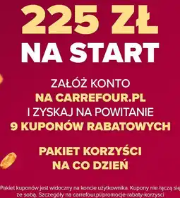 Carrefour 9 kuponów rabatowych na start na Carrefour.pl o łącznej wartości 225 zł oferta