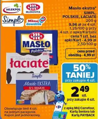Masło ekstra Simpl, Polskie, Łaciate, Mlekpol, Mlekovita