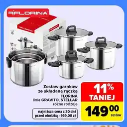 Carrefour Zestaw garnków ze składaną rączką Florina Gravito oferta
